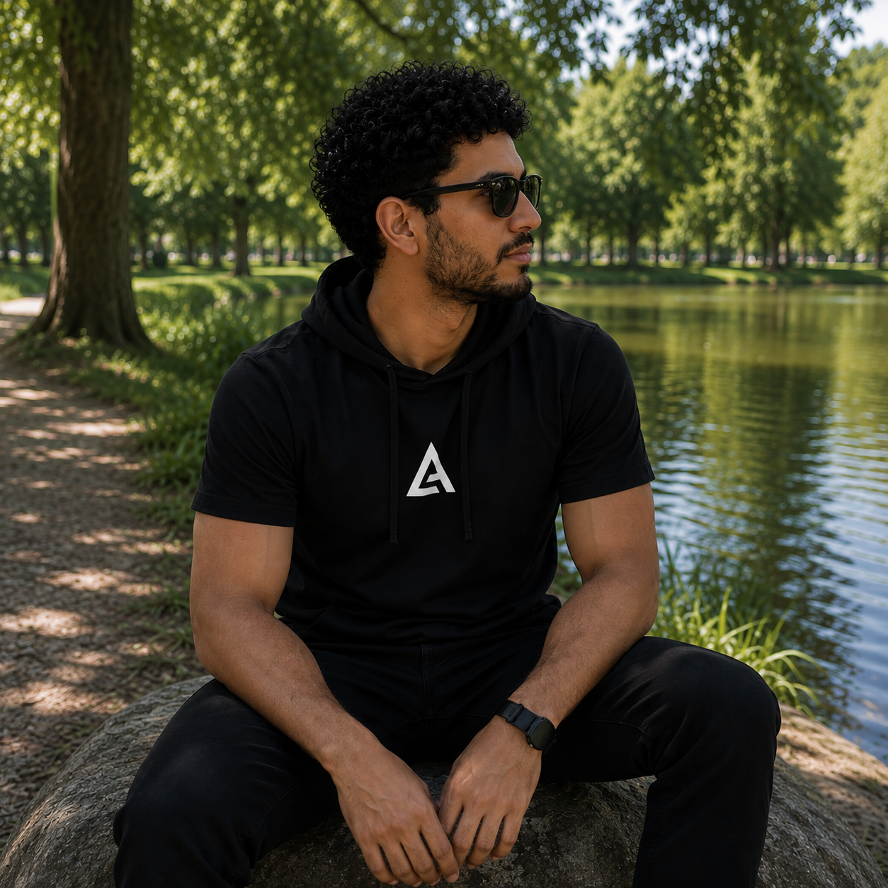 Hooded T-Shirt LANSARI — Noir ou Blanc, coton premium
