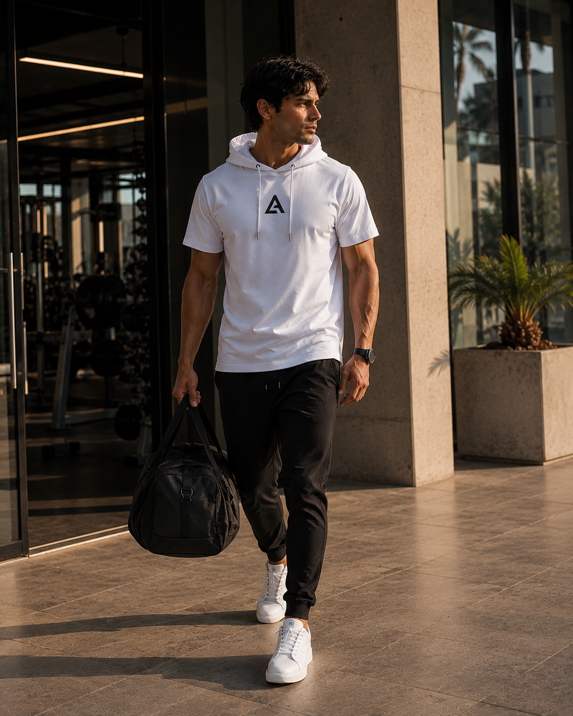 Hooded T-Shirt LANSARI — Noir ou Blanc, coton premium