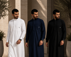 Qamis LANSARI - couleurs blanc, bleu marine et noir